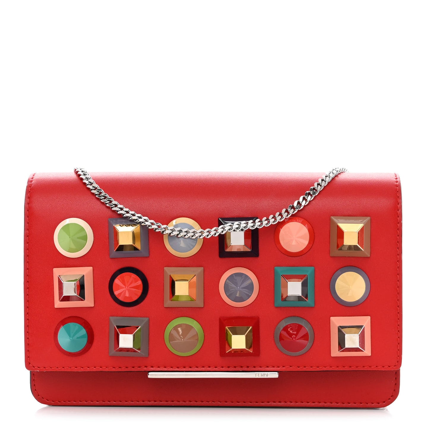 Vitello Liberty Studded Tube Wallet On Chain Fiamma Multicolor