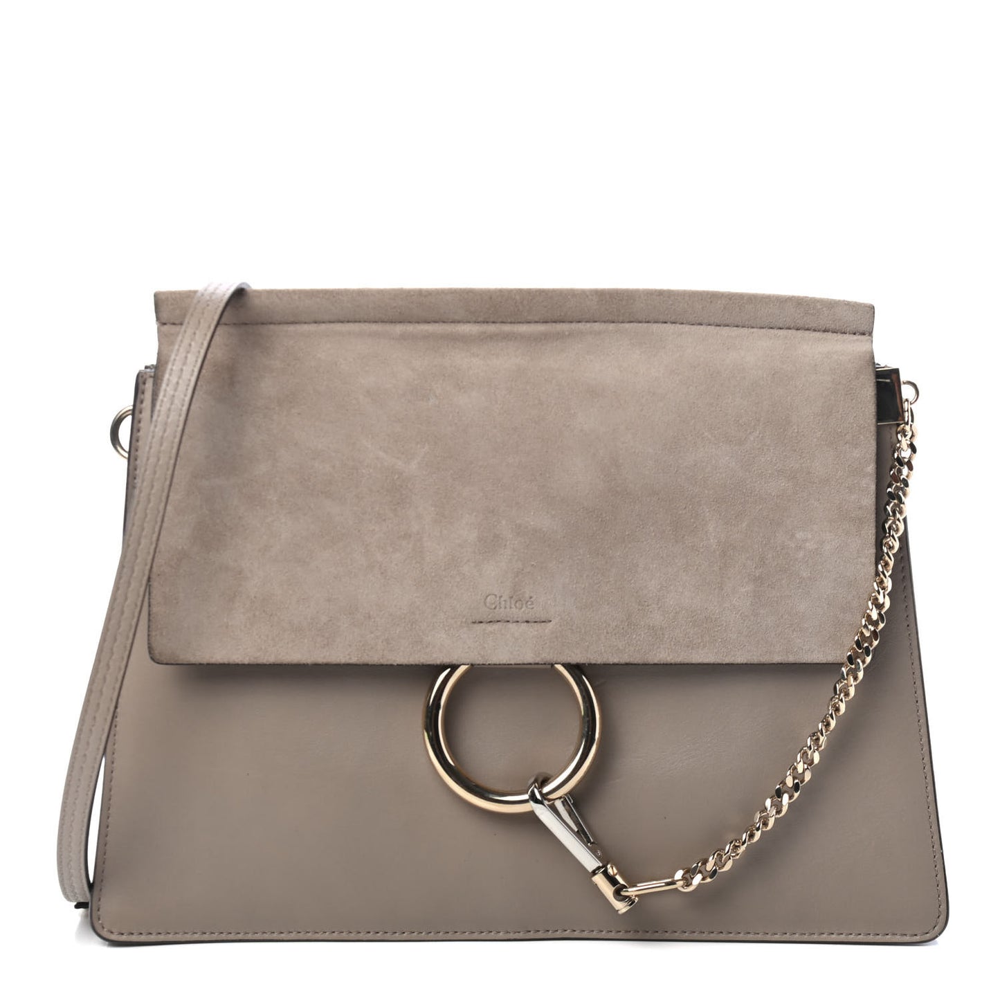 Calfskin Suede Medium Faye Shoulder Bag Motty Grey