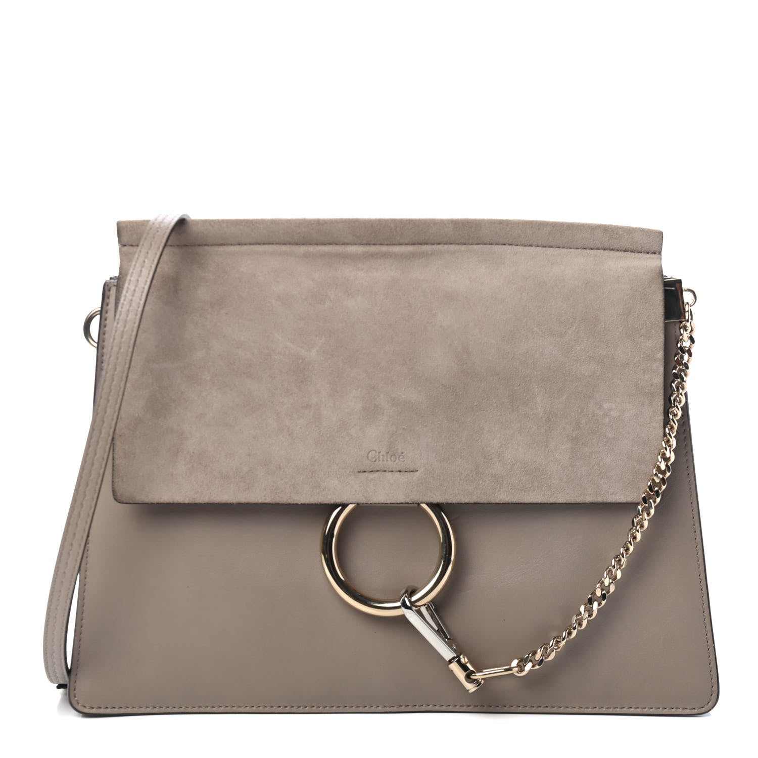 Chloe Calfskin Suede Medium Faye Shoulder Bag Motty Grey 1 of 5
