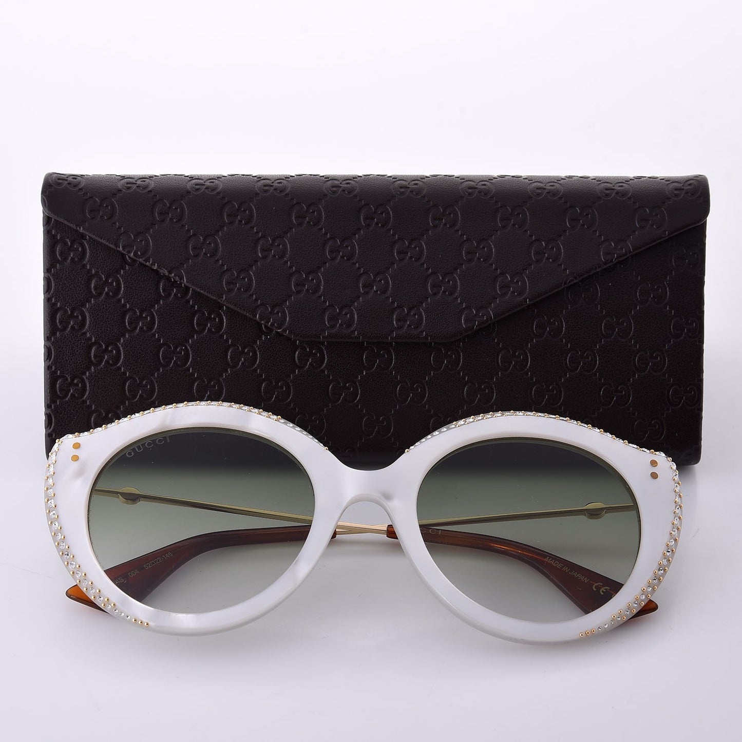 Crystal Cat Eye GG0214S Sunglasses White