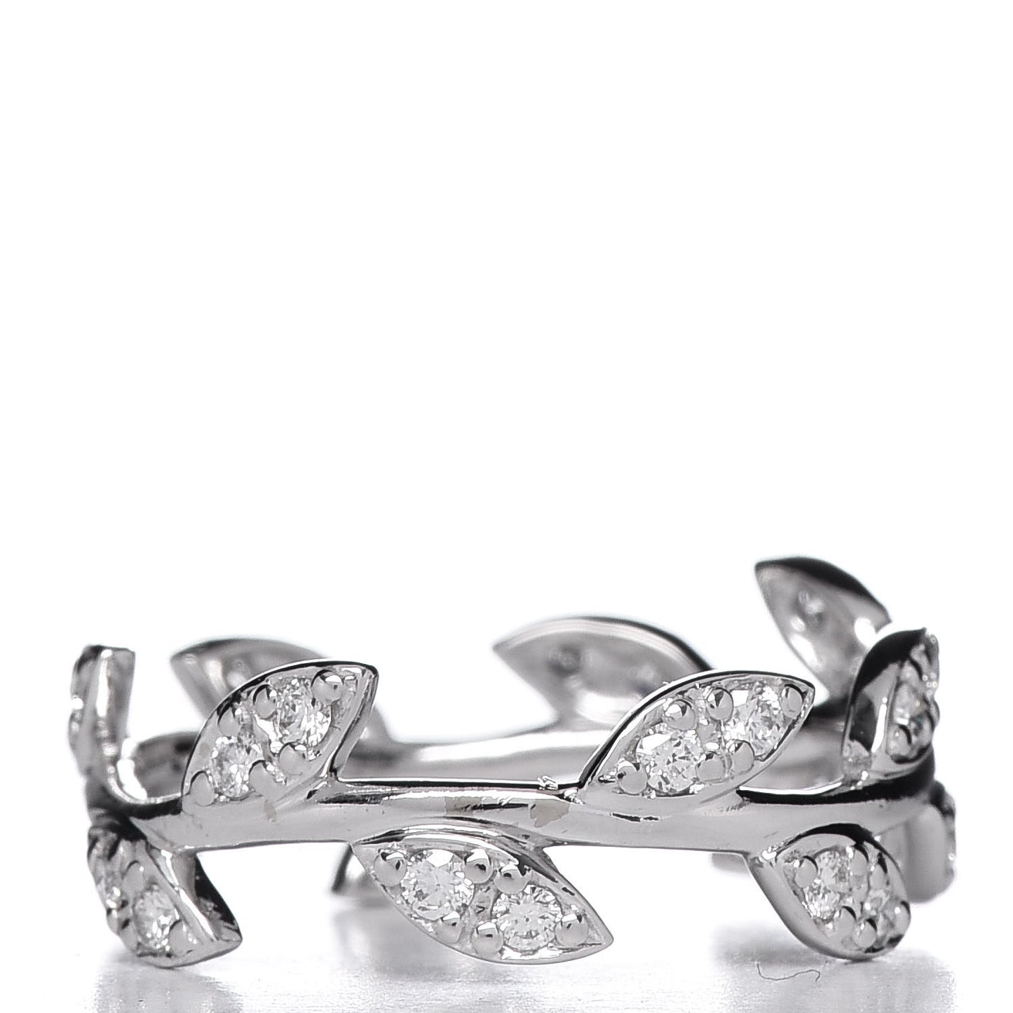 18K White Gold Diamond Narrow Paloma Picasso Olive Leaf Band Ring 52 6