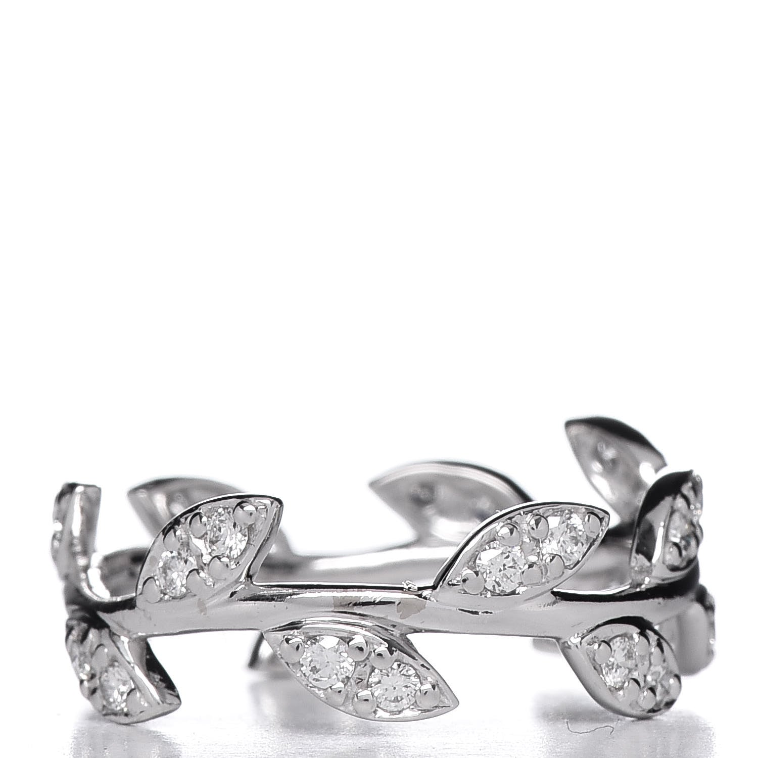 Tiffany 18K White Gold Diamond Narrow Paloma Picasso Olive Leaf Band Ring 52 6 3 of 4