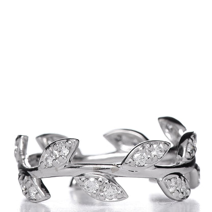 Tiffany 18K White Gold Diamond Narrow Paloma Picasso Olive Leaf Band Ring 52 6 3 of 4