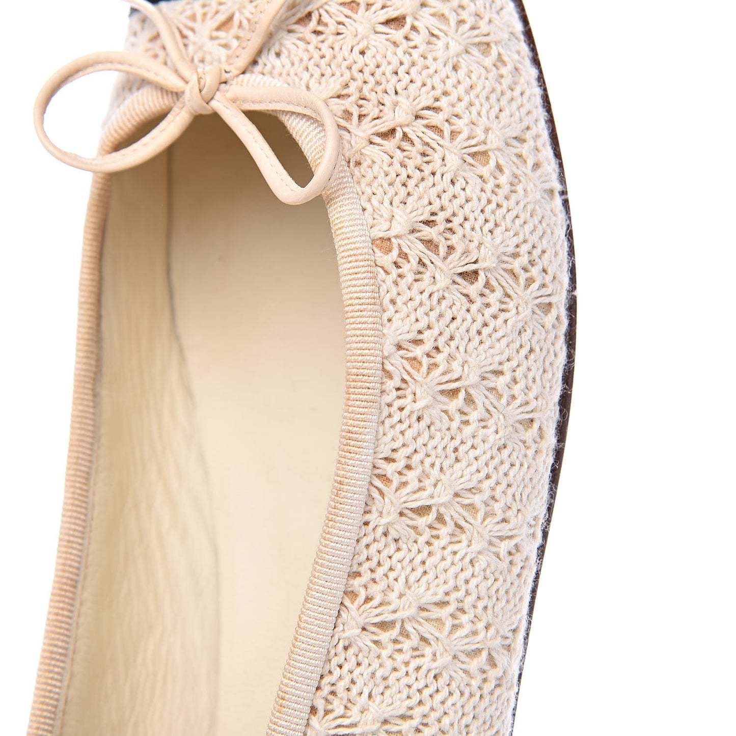 Crochet Cap Toe Ballerina Flats 41 Light Beige