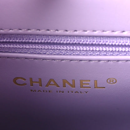 Chanel Shiny Aged Calfskin Quilted Nano Kelly Shopper Lilac 6 of 10