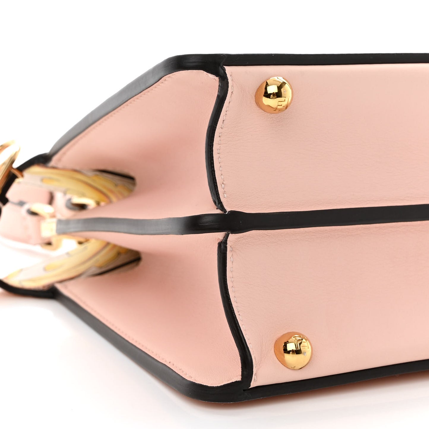 X VERSACE Vitello Seta Nappa Fendace FF Baroque Small Peekaboo I SEE U Satchel Rosa Confetto White Gold