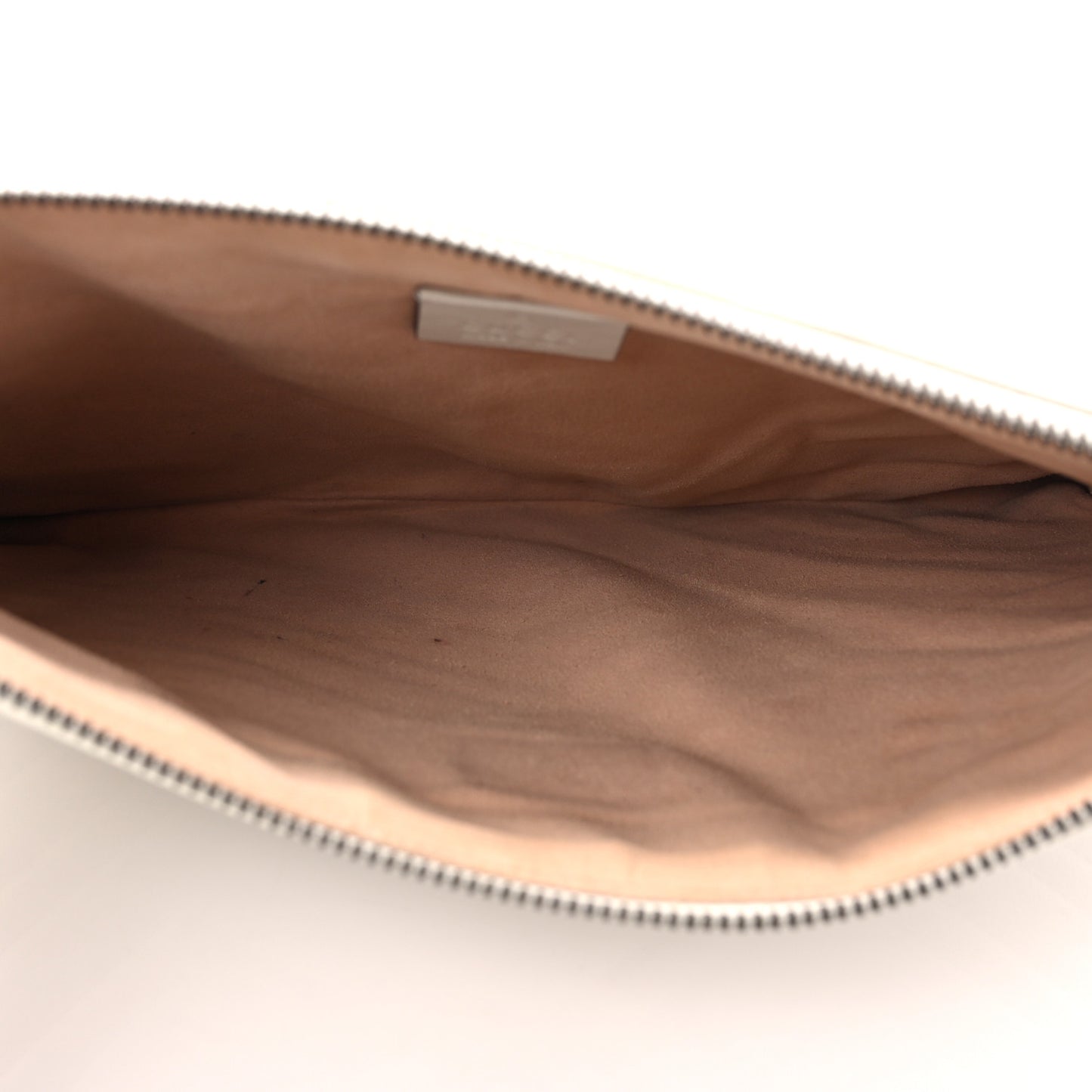 Azalea Calfskin Matelasse Heart GG Marmont Zip Pouch Mystic White