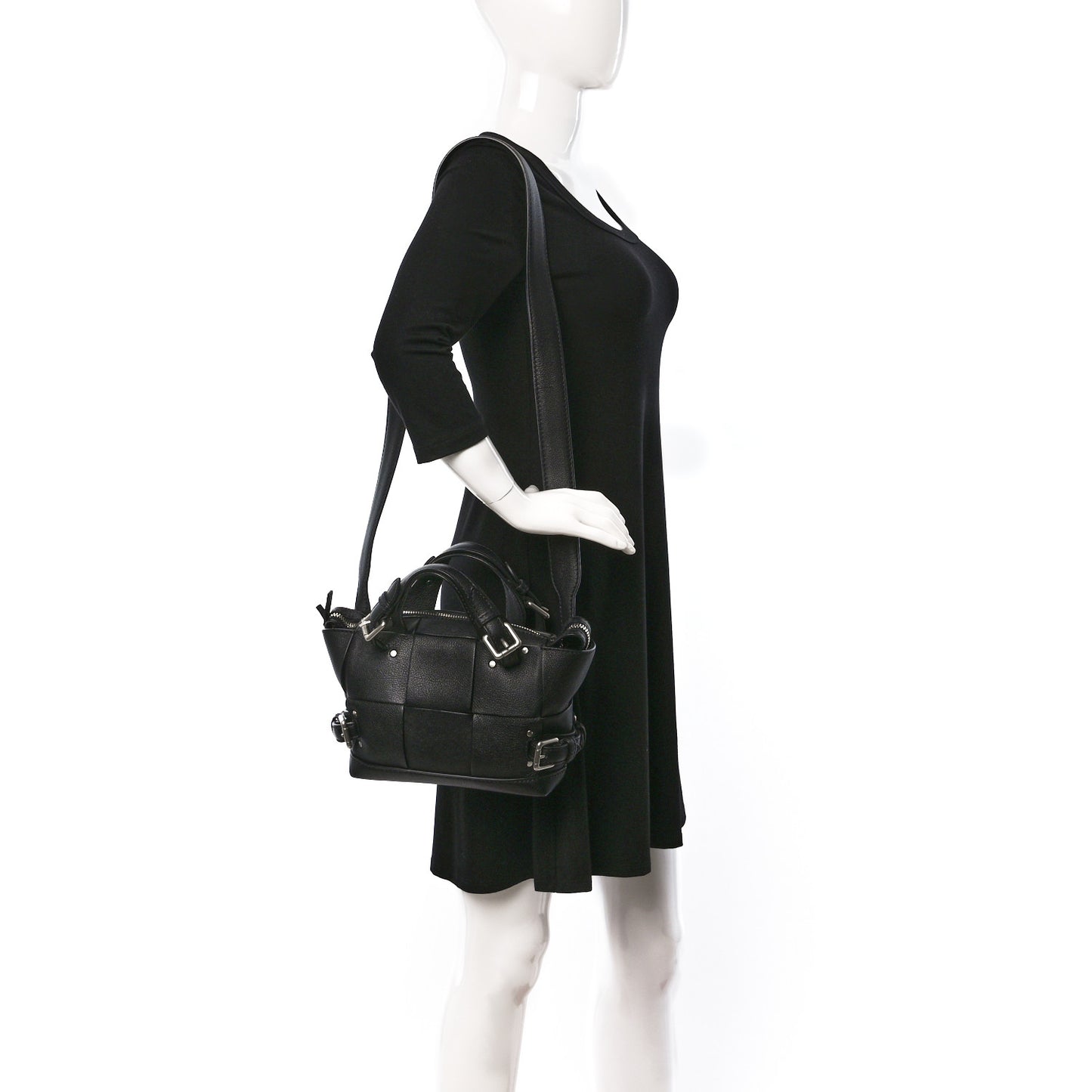 Grained Calfskin Arco Tool Tote Black
