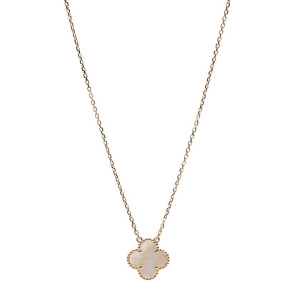 Van Cleef & Arpels 18K Yellow Gold Mother of Pearl Vintage Alhambra Pendant Necklace 1 of 10