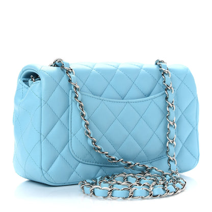 Chanel Lambskin Quilted Mini Rectangular Flap Light Blue 3 of 9