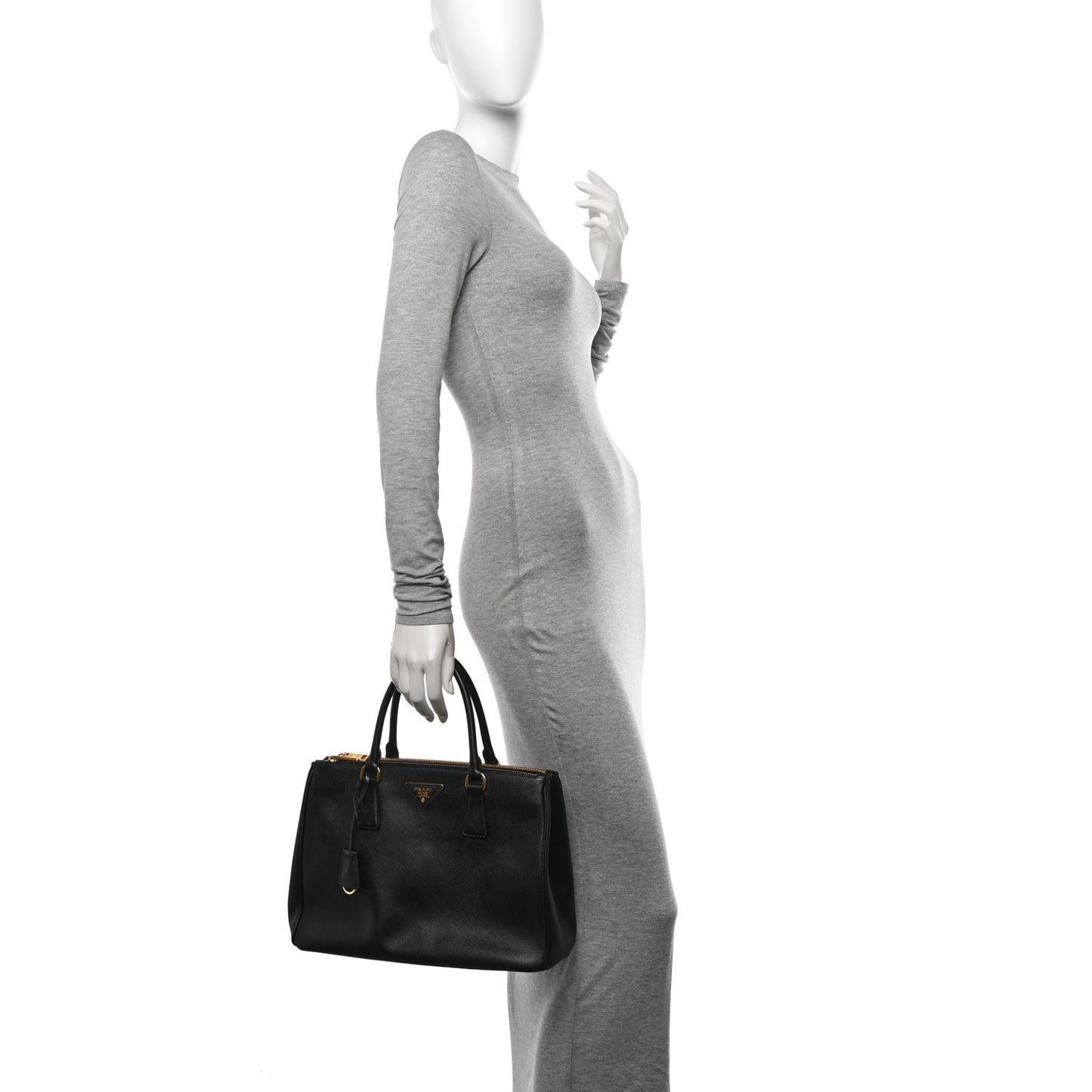 Saffiano Lux Large Galleria Double Zip Tote Black