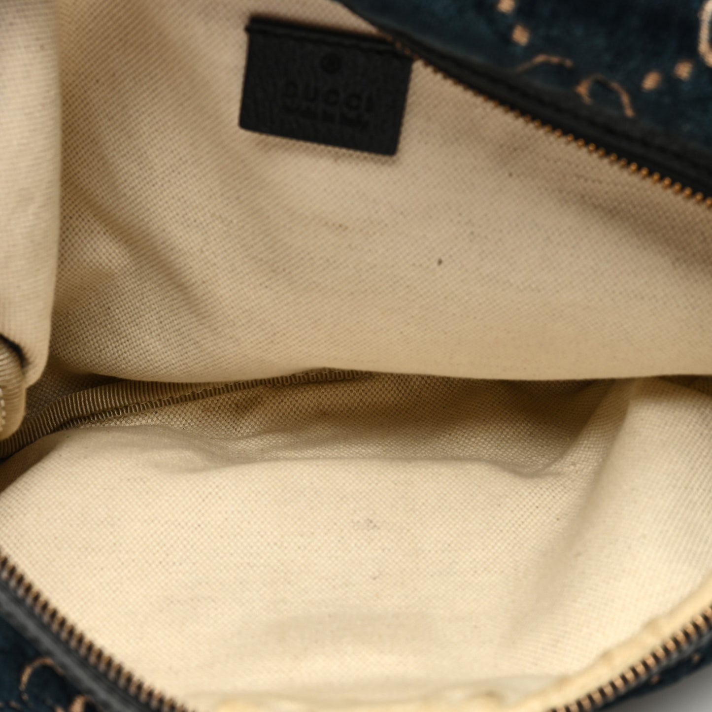 Velvet GG Monogram Web Belt Bag Blue Beige
