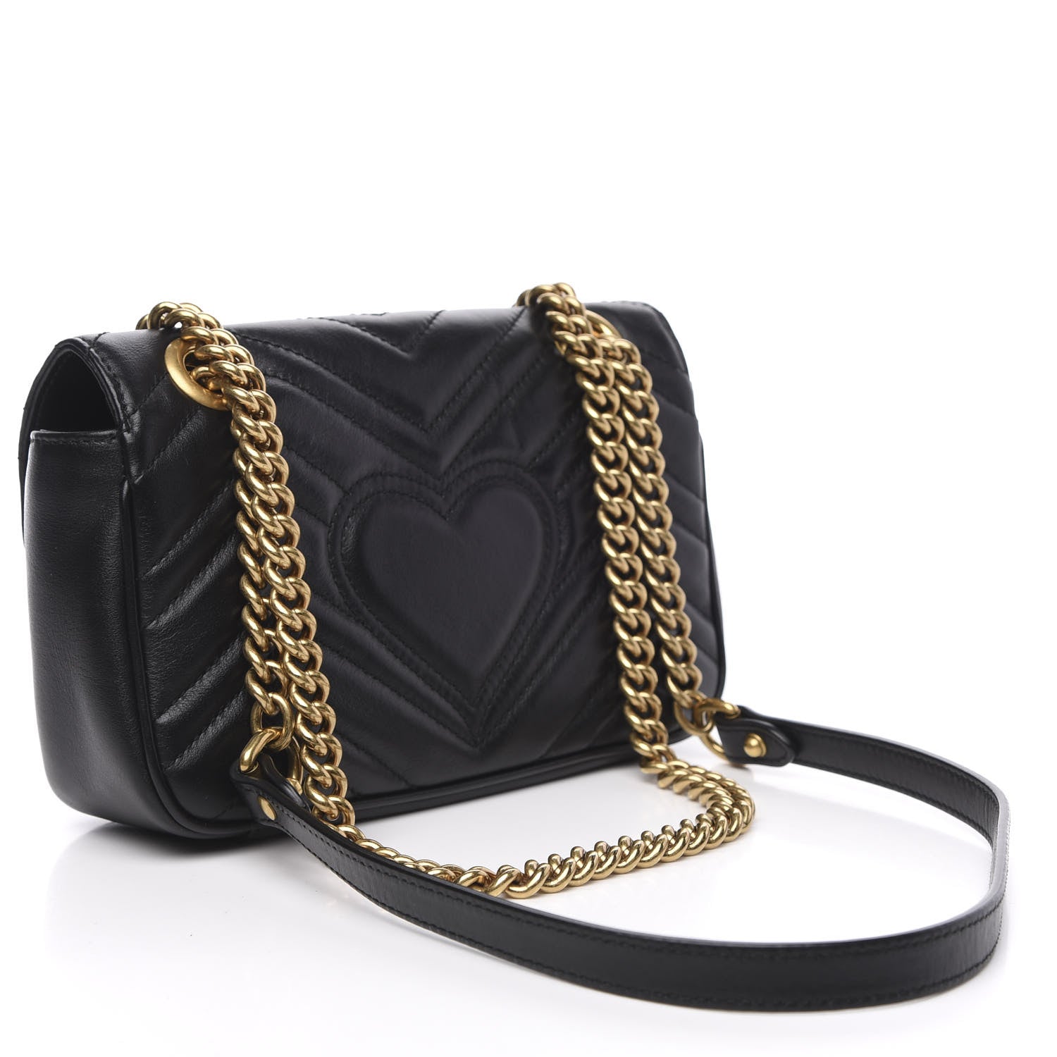Gucci Calfskin Matelasse Mini GG Marmont Shoulder Bag Black 4 of 13