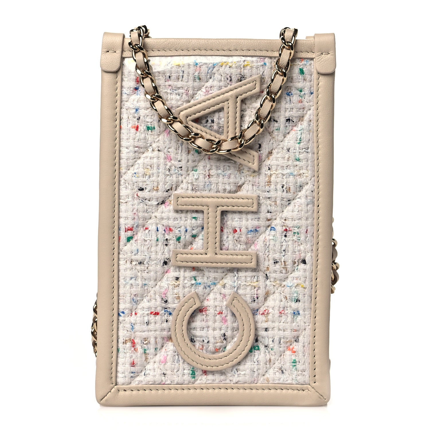 Chanel Tweed PVC Lambskin Clutch With Chain Light Beige 1 of 10