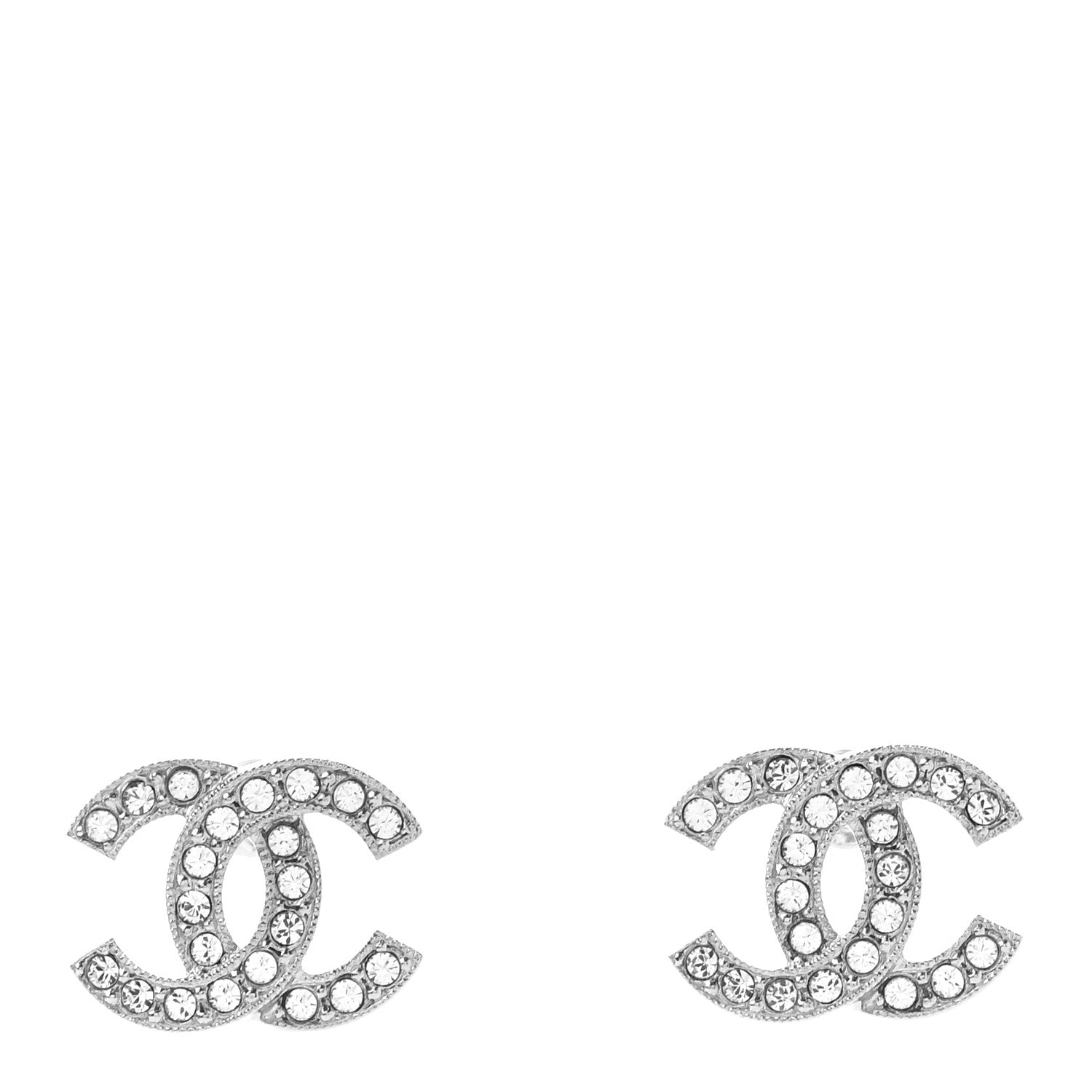 Chanel Crystal CC Earrings Silver 1 of 4
