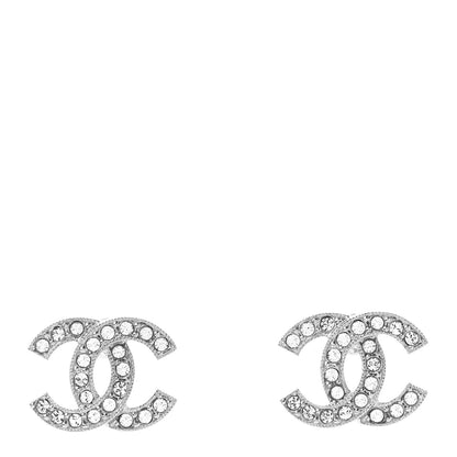 Chanel Crystal CC Earrings Silver 1 of 4