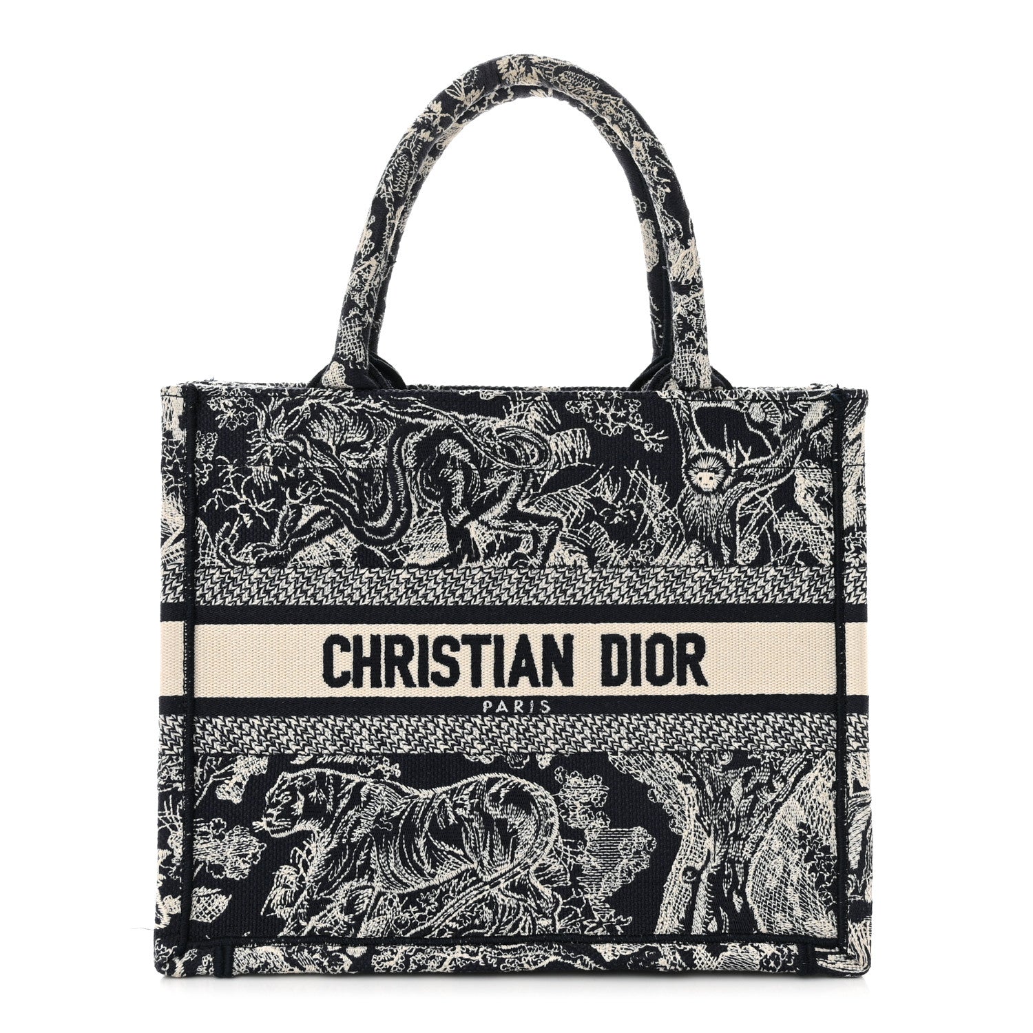 Christian Dior Canvas Embroidered Small Dioriviera Toile De Jouy Book Tote Blue 1 of 10