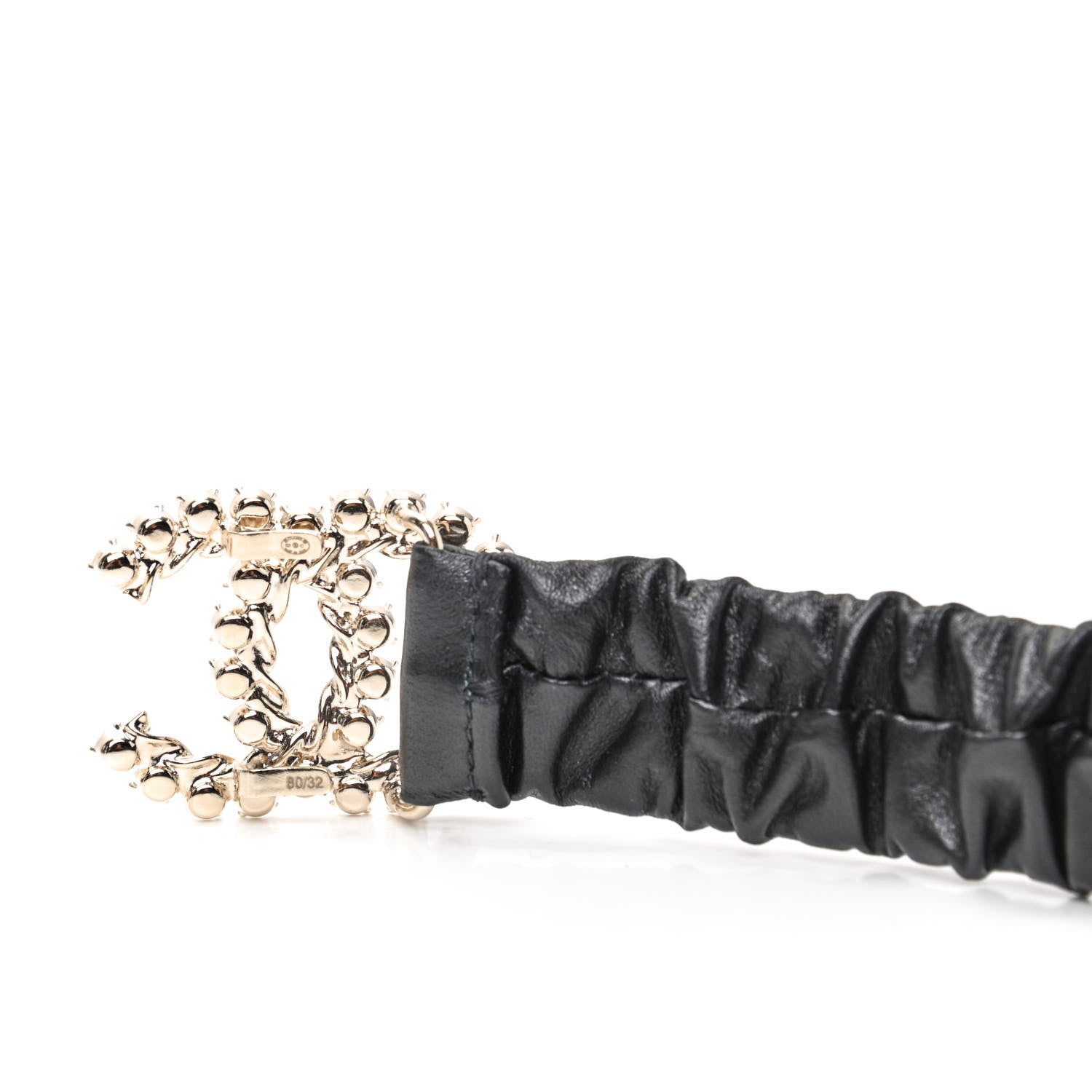 Chanel Calfskin Strass Ruched Rope CC Belt 85 34 Black 3 of 6