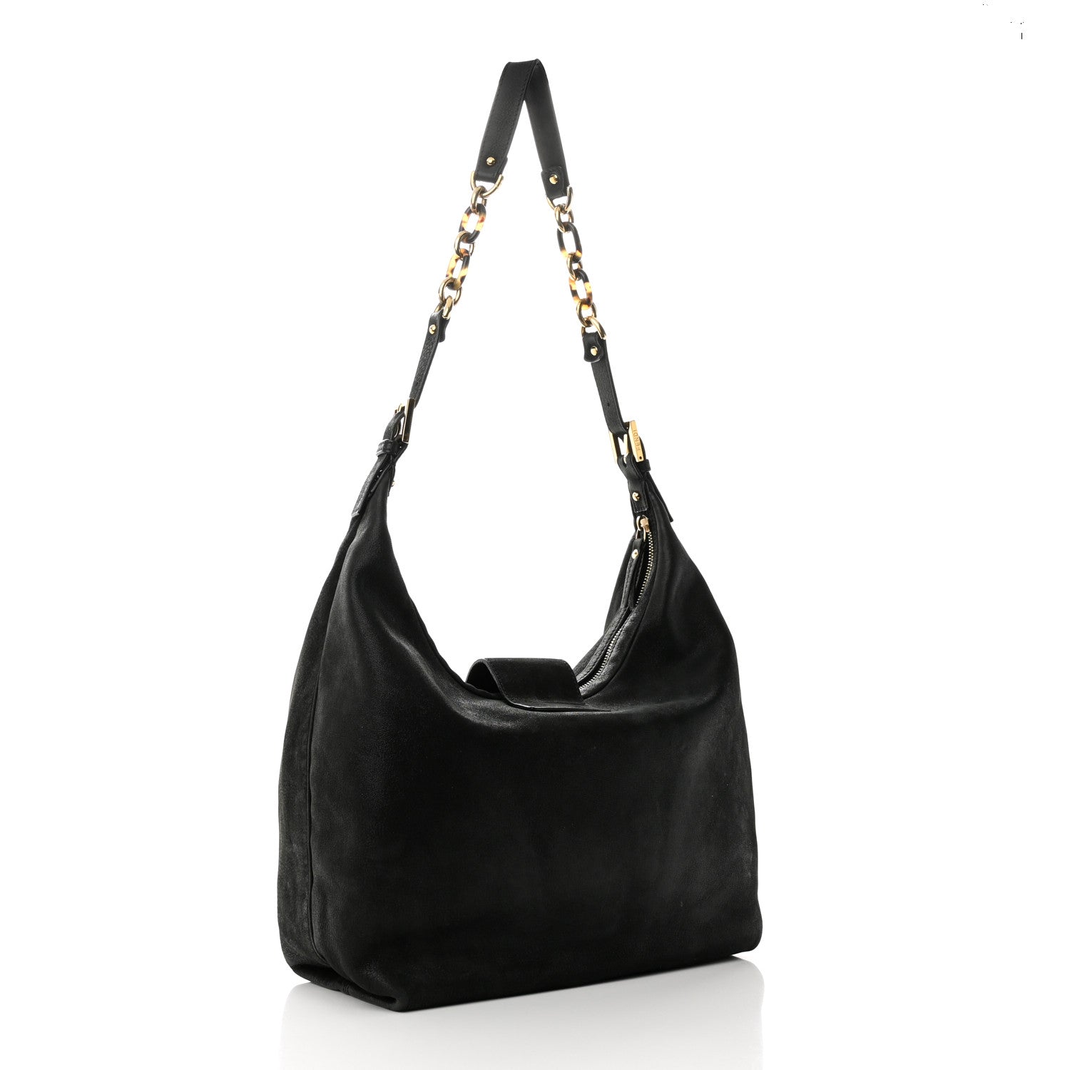 Fendi Vitello Savana Forever Hobo Black Tartaruga Natural 2 of 10