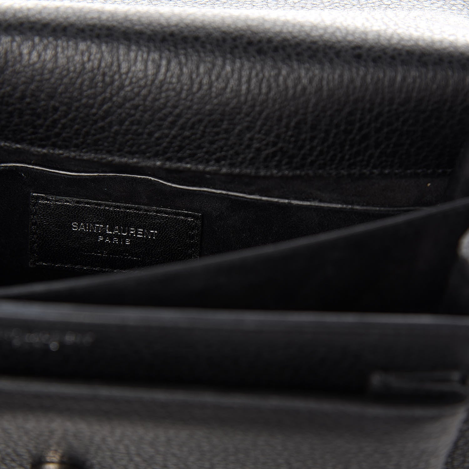 Saint Laurent Grained Calfskin Medium Monogram Sunset Satchel Black 8 of 10