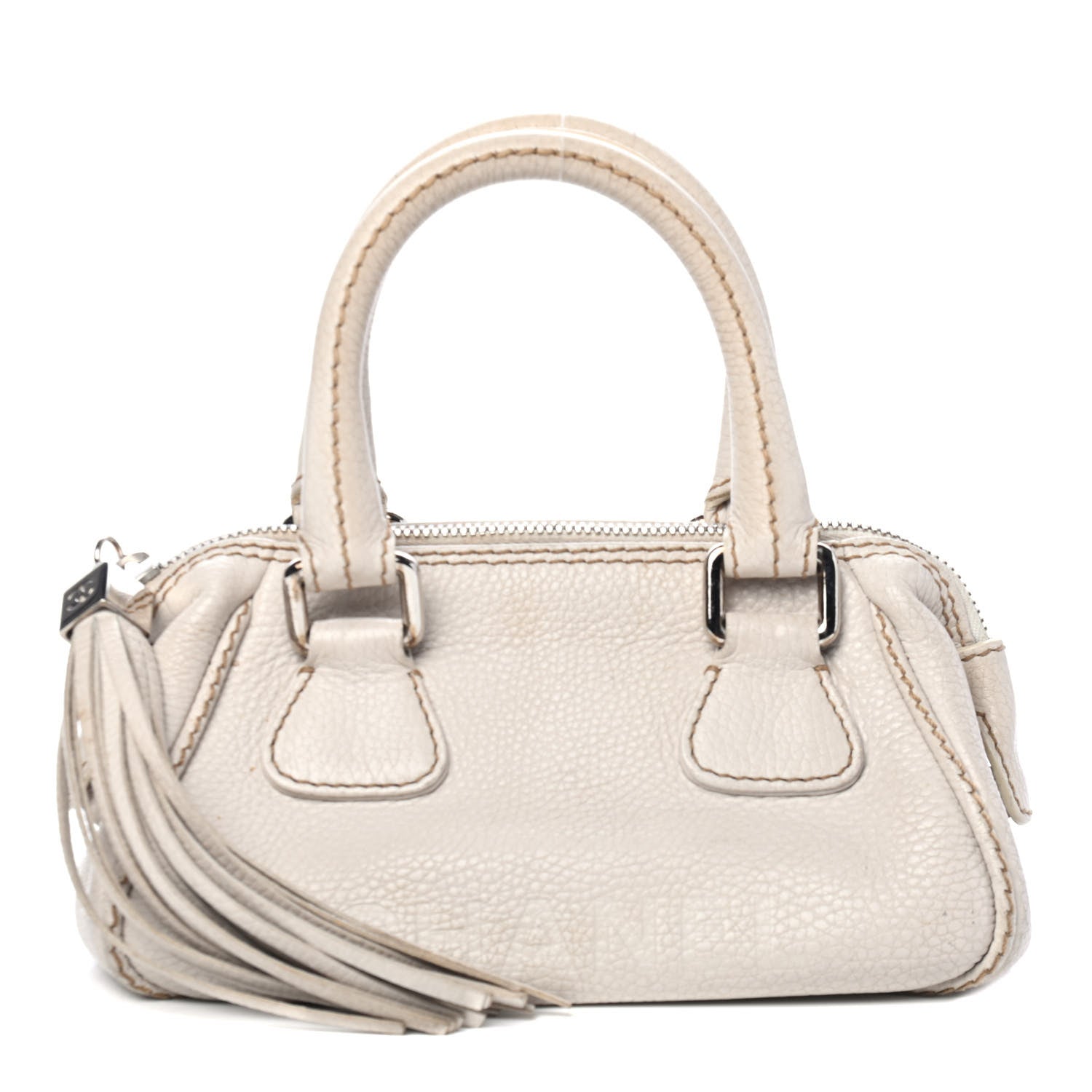 Chanel Calfskin Small Tassel Bowler White 1 of 5