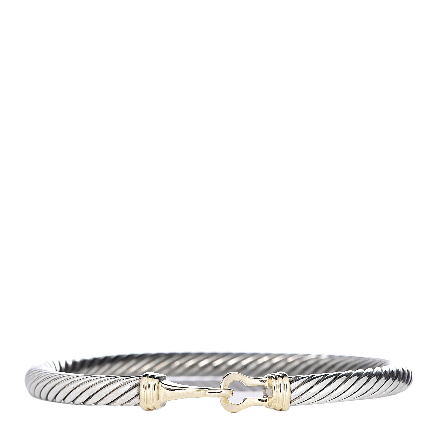 David Yurman Sterling Silver 14K Yellow Gold 5mm Cable Classic Buckle Bracelet 1 of 5