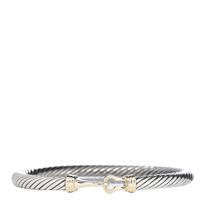 David Yurman Sterling Silver 14K Yellow Gold 5mm Cable Classic Buckle Bracelet 1 of 5