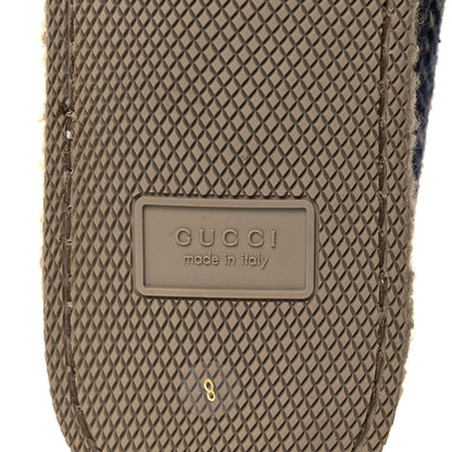 Gucci Covered Wool Herringbone Mens Fria Horsebit Loafers 8 Space Blue Oatmeal 6 of 9