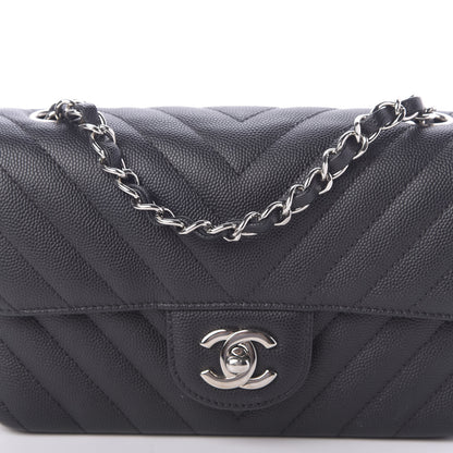 Chanel Caviar Chevron Quilted Mini Rectangular Flap Black 10 of 10