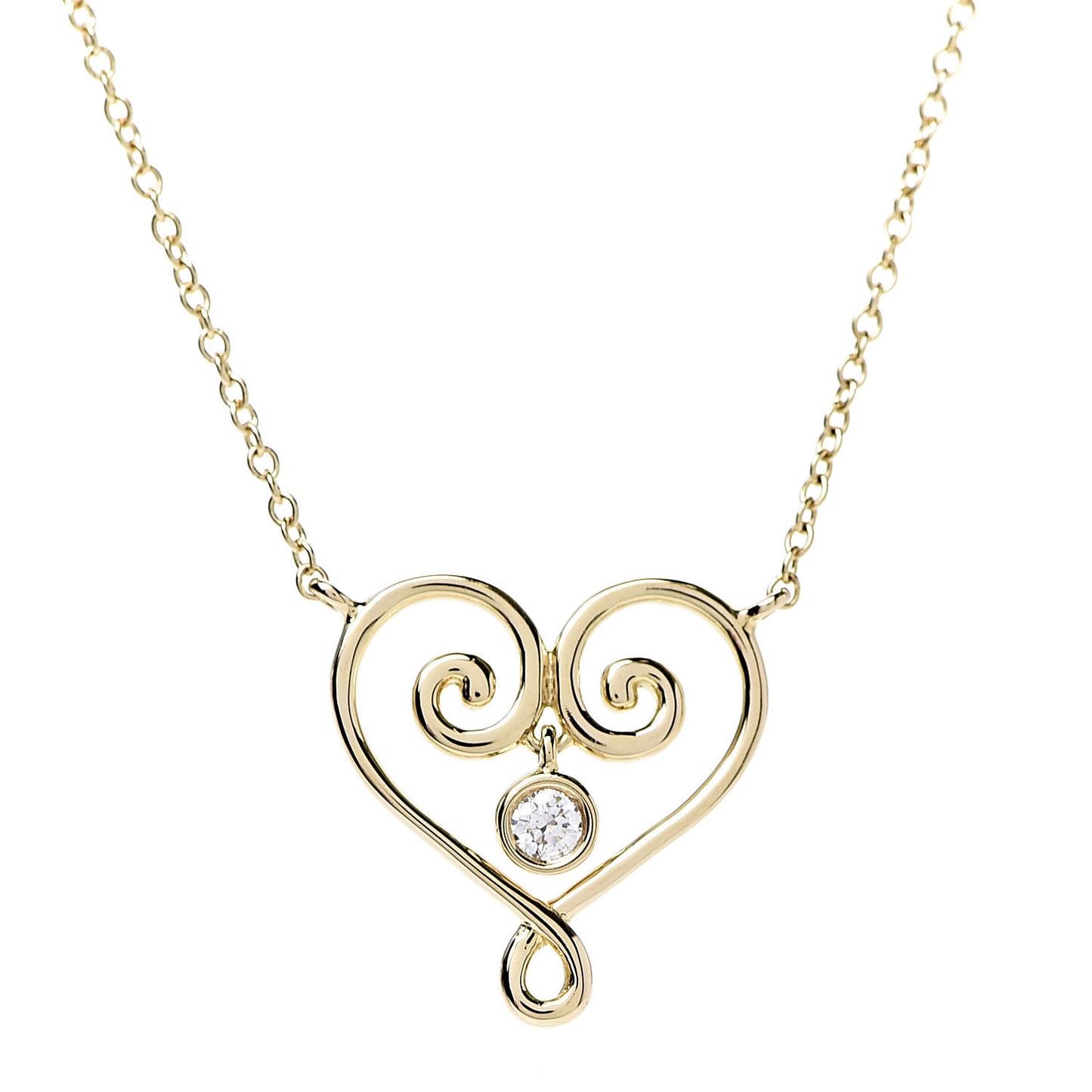 18K Yellow Gold Diamond Paloma Picasso Venezia Goldoni Heart Pendant Necklace
