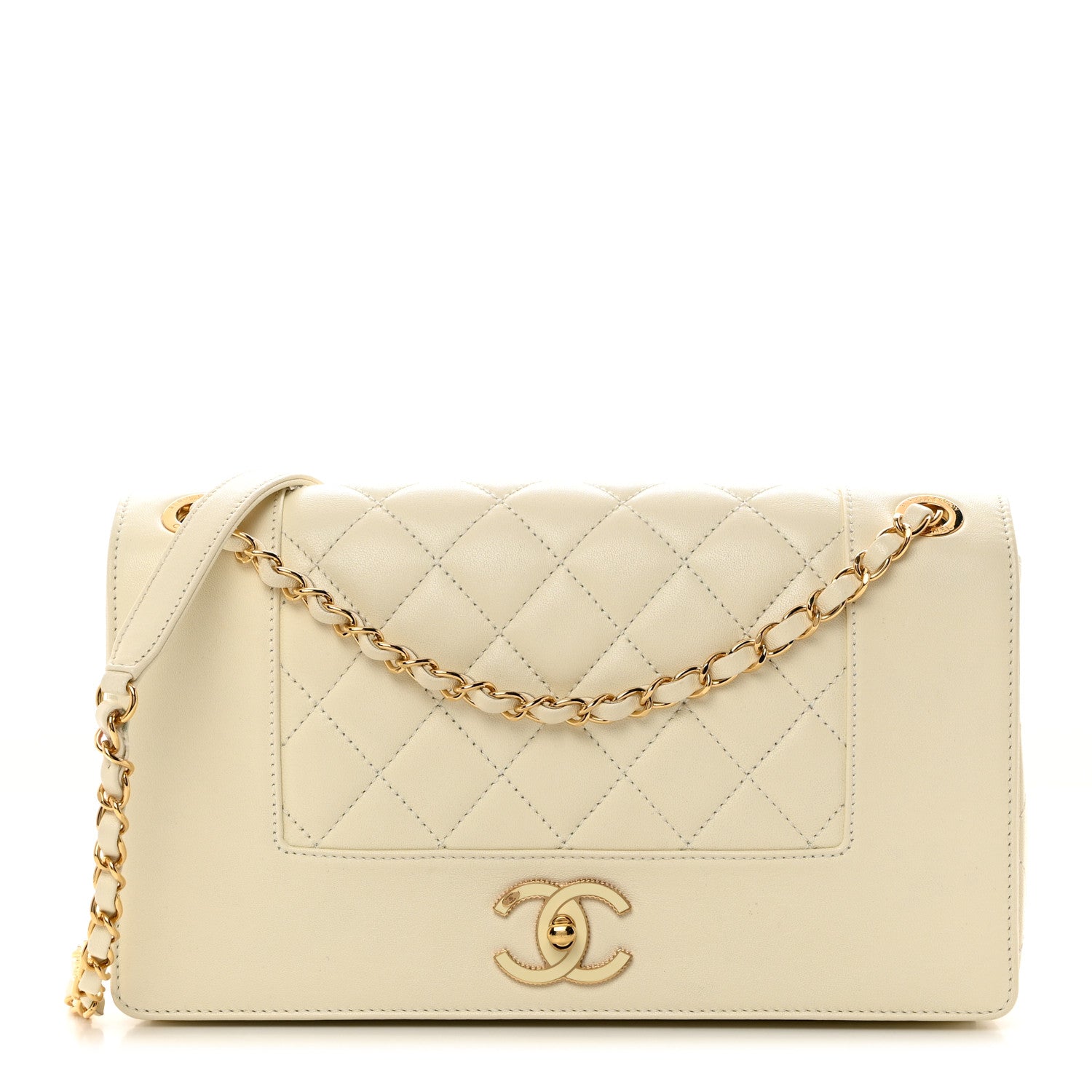 Chanel Sheepskin Quilted Vintage Mademoiselle Flap White 1 of 10