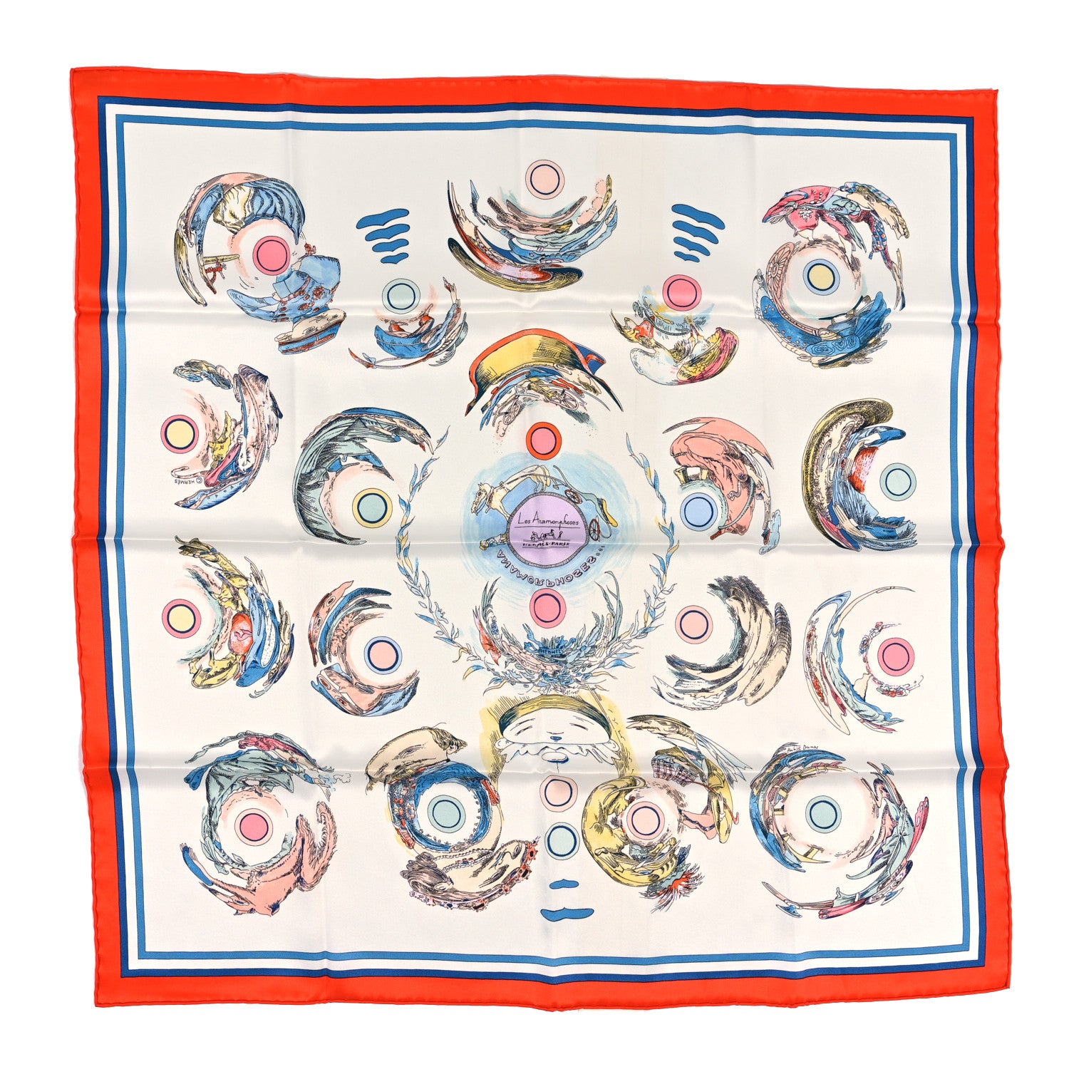 Hermes Silk Les Anamorphoses Scarf 70 Bleu Glacier 1 of 3