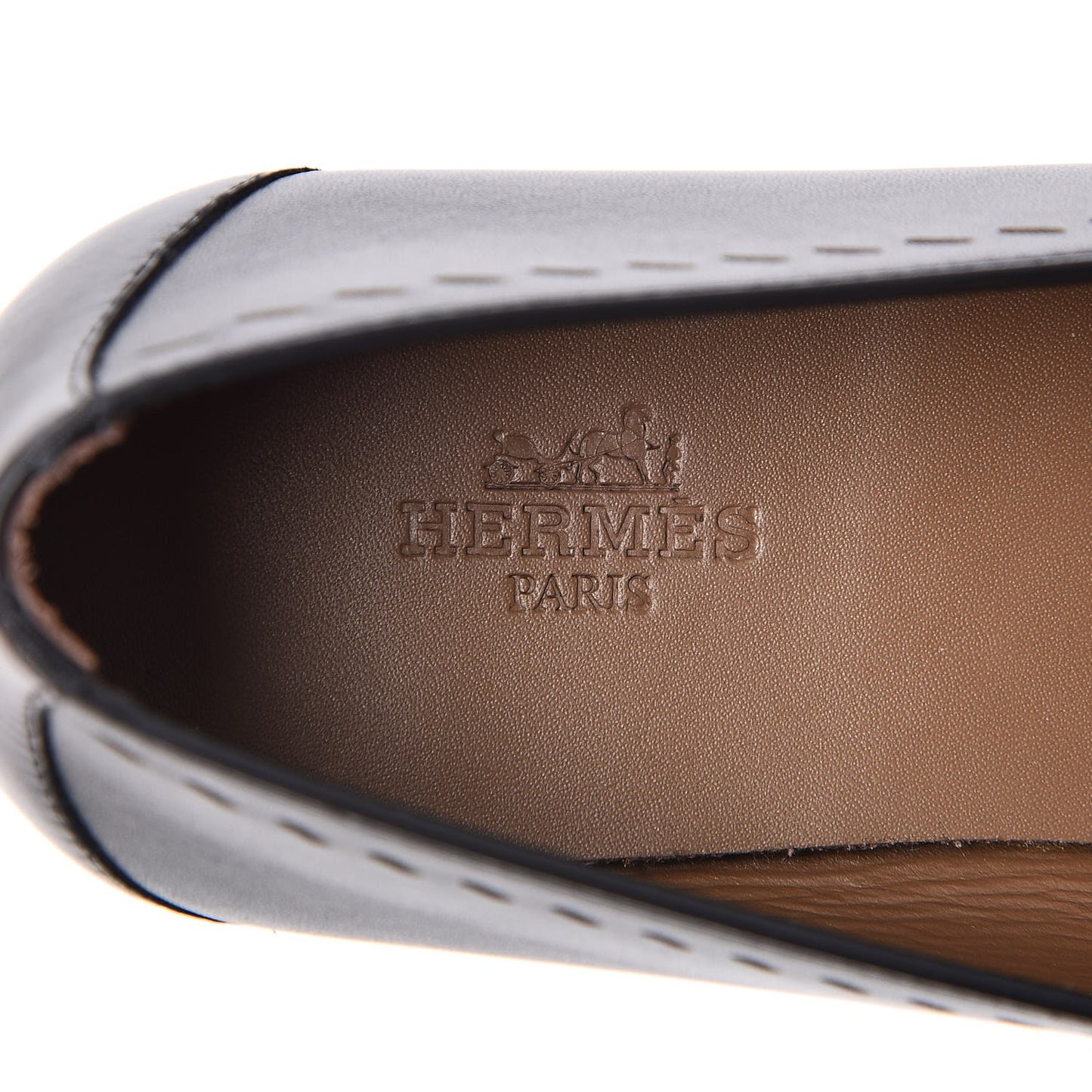 Calfskin Ovale Moccasin Loafers 36.5 Black