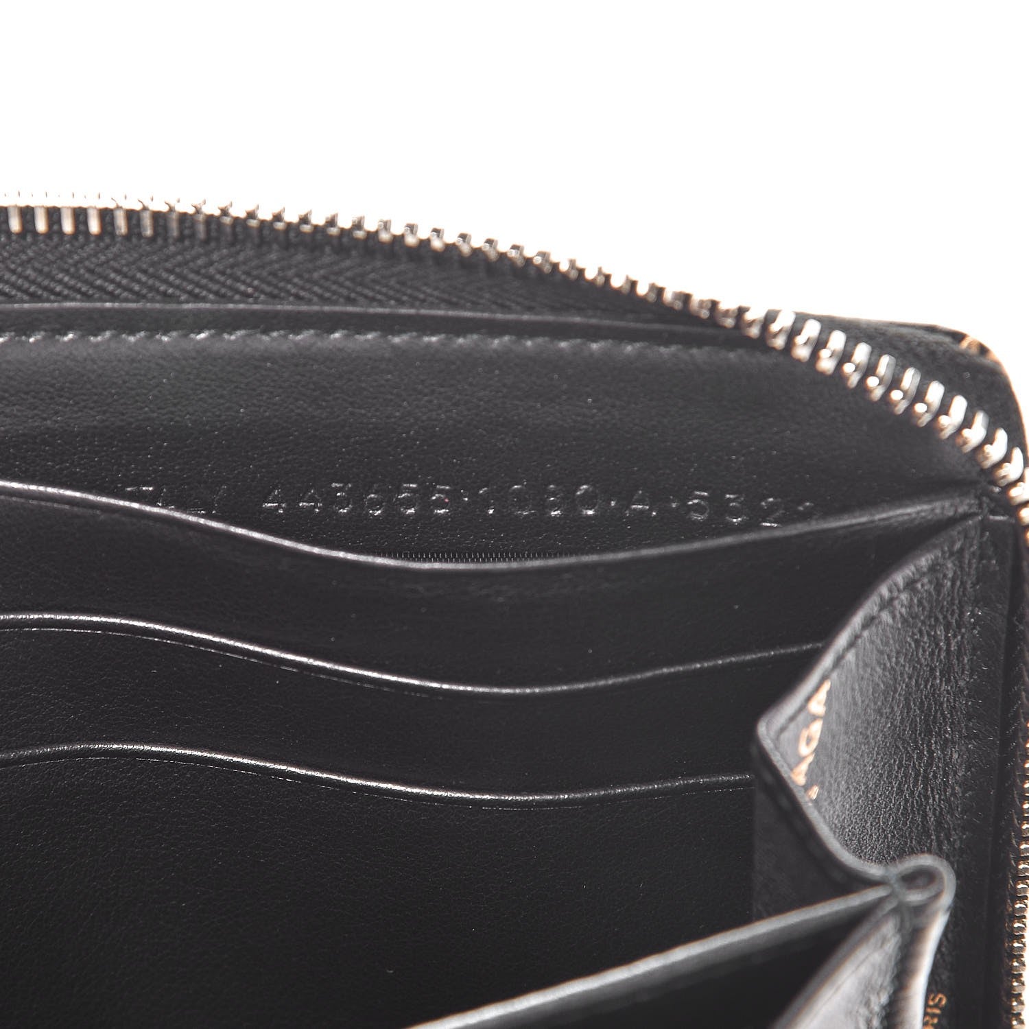 Balenciaga Calfskin Allover Logo Bazar Continental Zip Around Wallet Black Gold 7 of 8