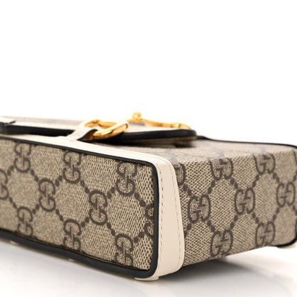 Gucci GG Supreme Monogram Azalea Calfskin Mini Horsebit 1955 Crossbody Bag Beige Ebony Mystic White 9 of 10