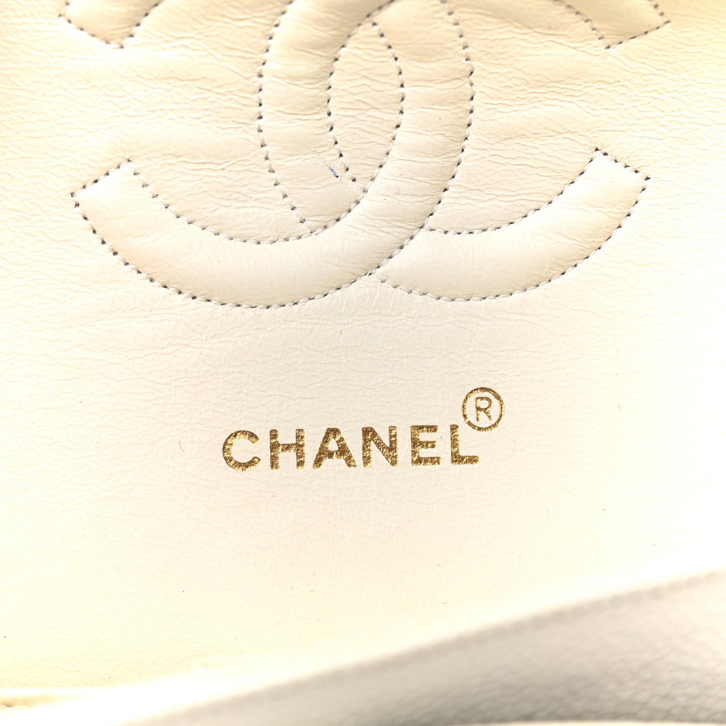 Caviar Quilted Medium Double Flap White