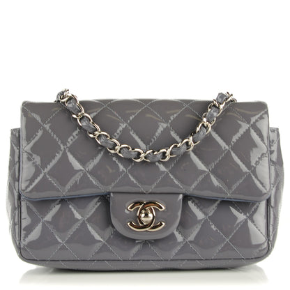 Chanel Patent Calfskin Quilted Mini Rectangular Flap Grey 1 of 8