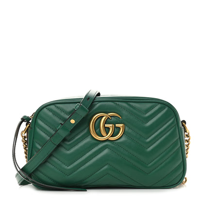 Gucci Calfskin Matelasse Small GG Marmont Chain Shoulder Bag Emerald Green 1 of 9