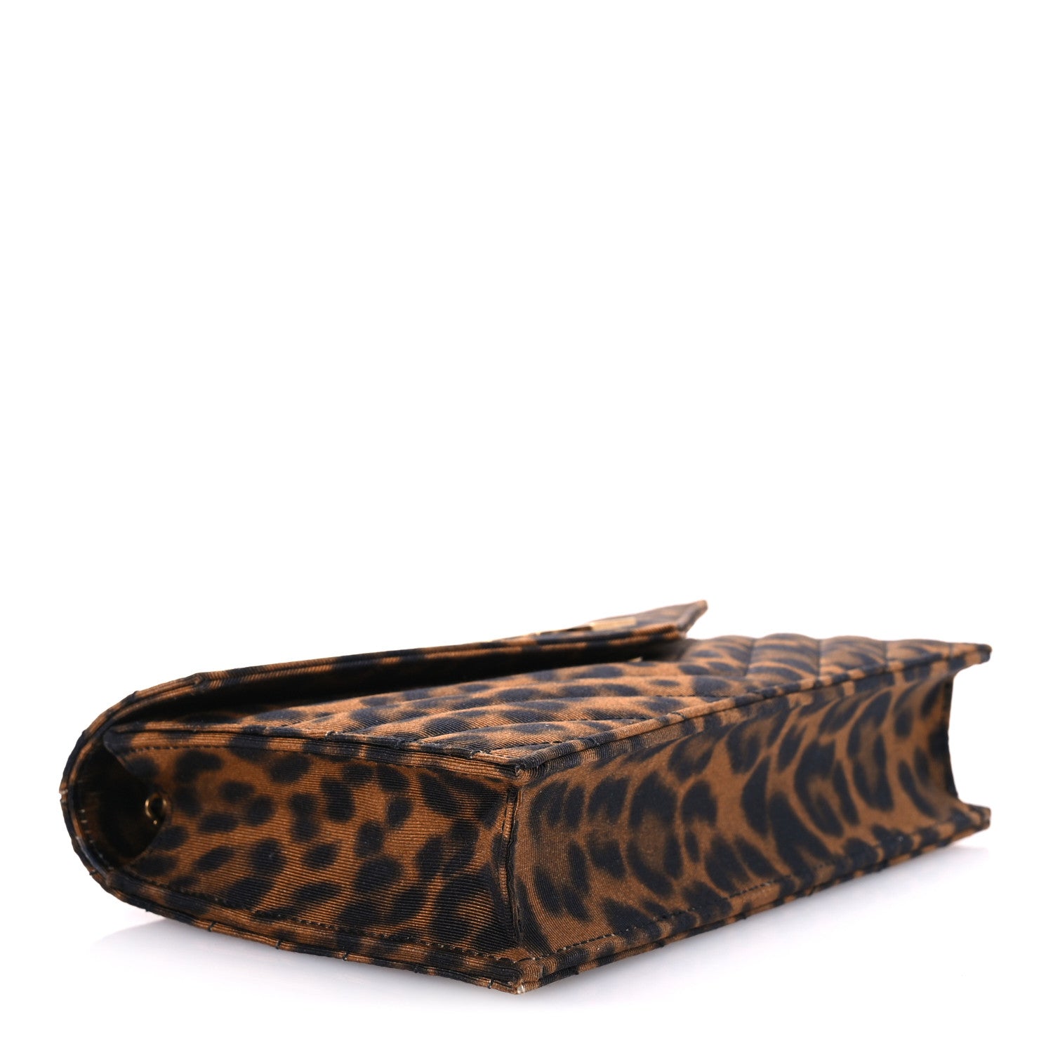 Saint Laurent Canvas Matelasse Chevron Monogram Envelope Chain Wallet Leopard 4 of 12