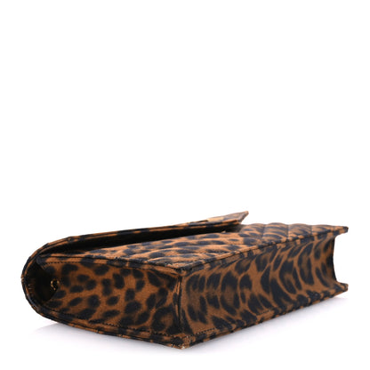 Saint Laurent Canvas Matelasse Chevron Monogram Envelope Chain Wallet Leopard 4 of 12