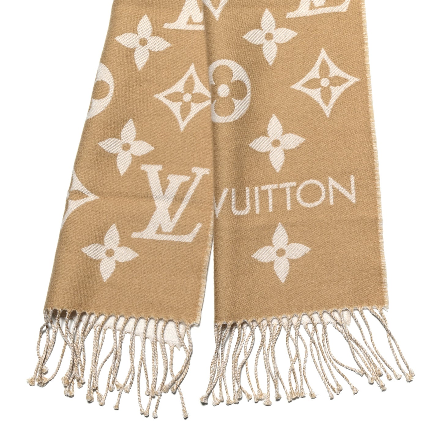 Wool Monogram LV Essential Scarf Beige