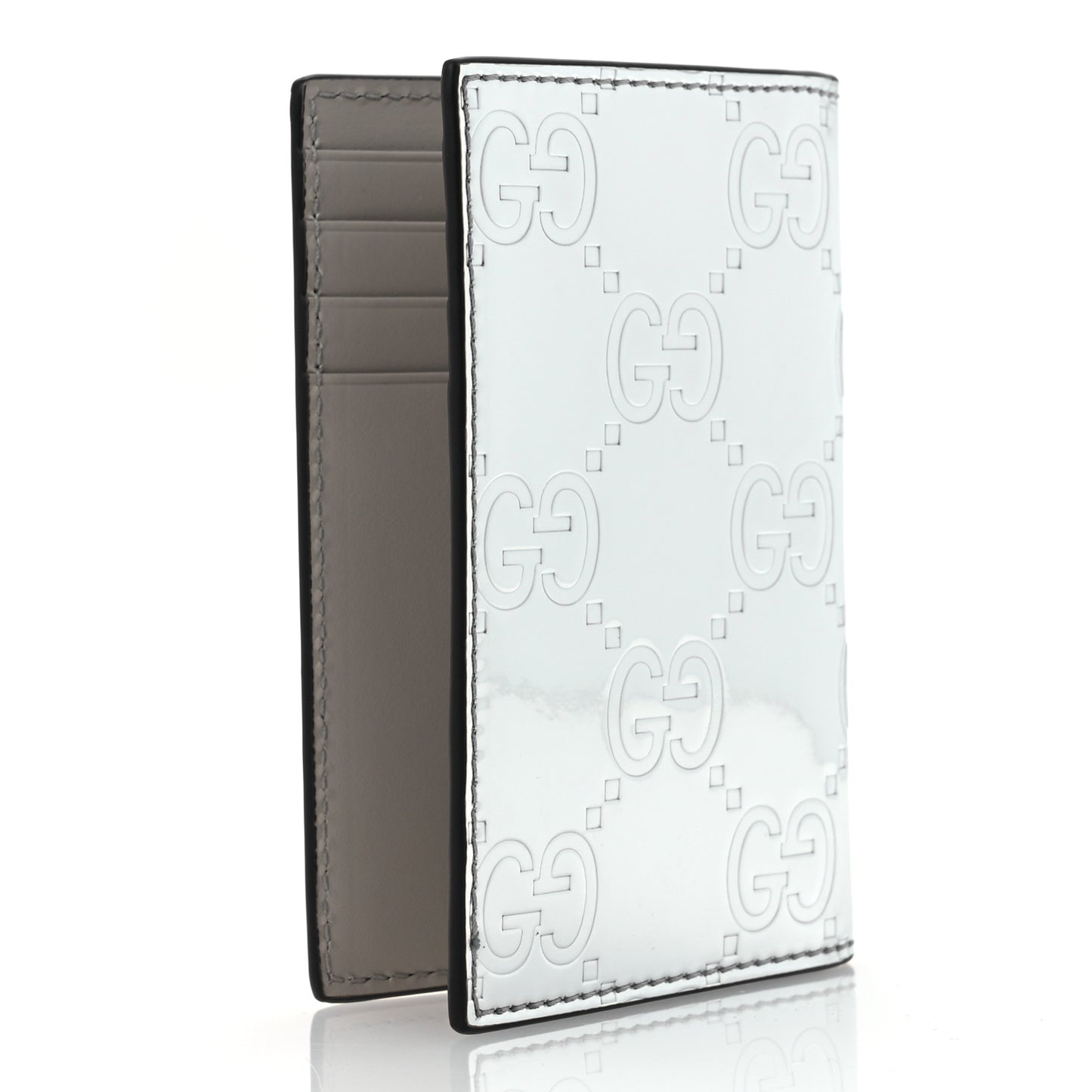 Guccissima Mirror Effect Card Holder Silver
