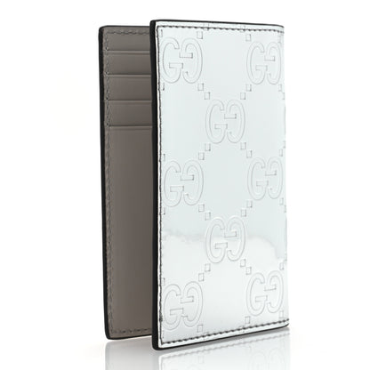Gucci Guccissima Mirror Effect Card Holder Silver 2 of 8