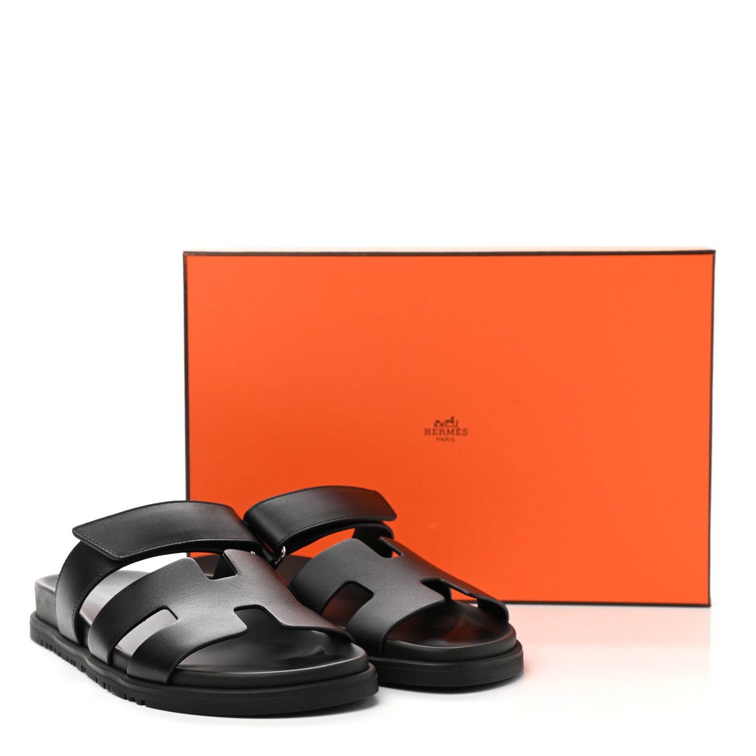Hermes Calfskin Womens Chypre Sandals 38 Black 9 of 9