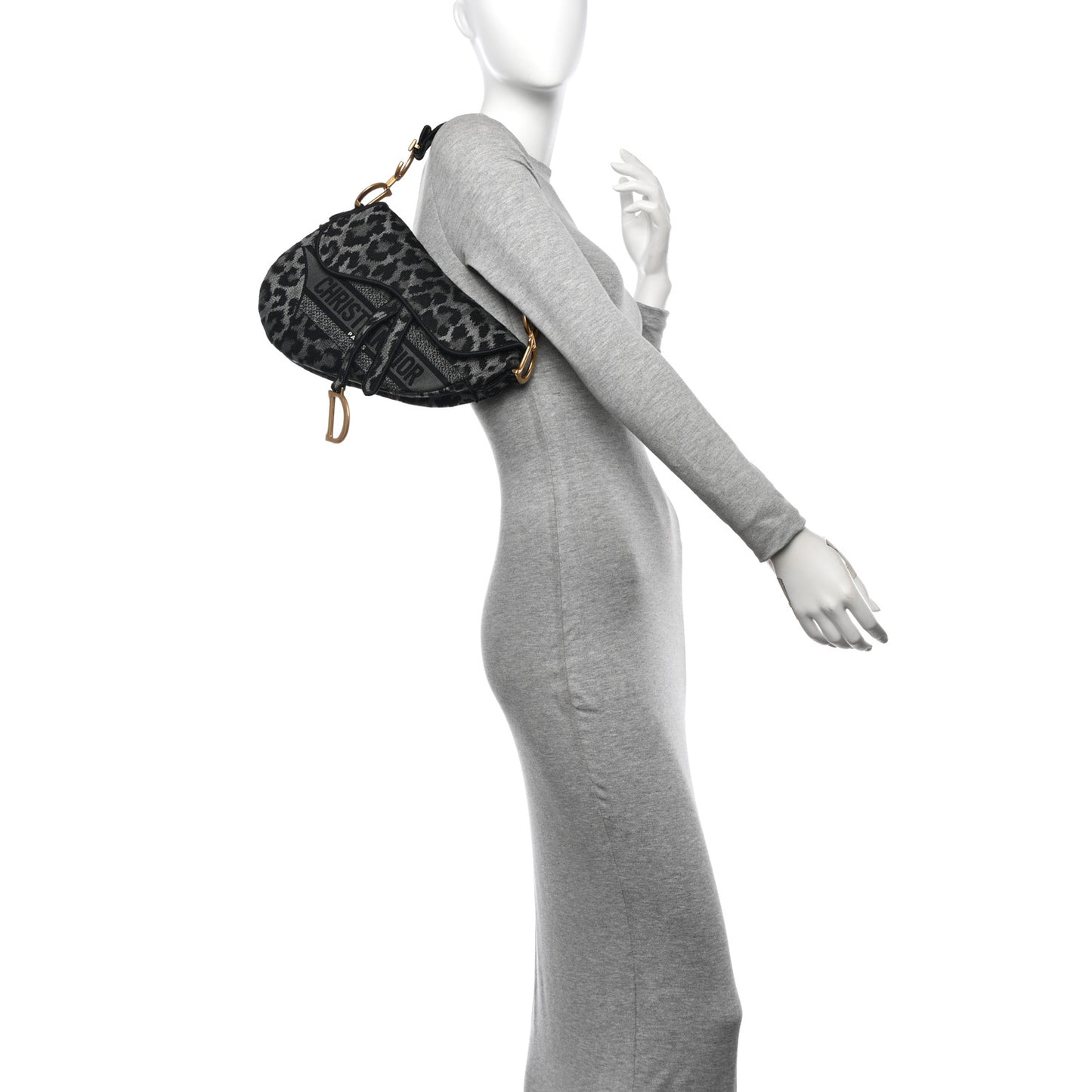 Canvas Mizza Embroidered Saddle Bag Gray