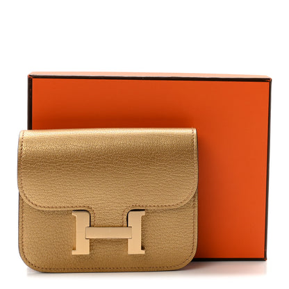 Hermes Metallic Chevre Chamkilight Constance Slim Wallet Dore 9 of 9