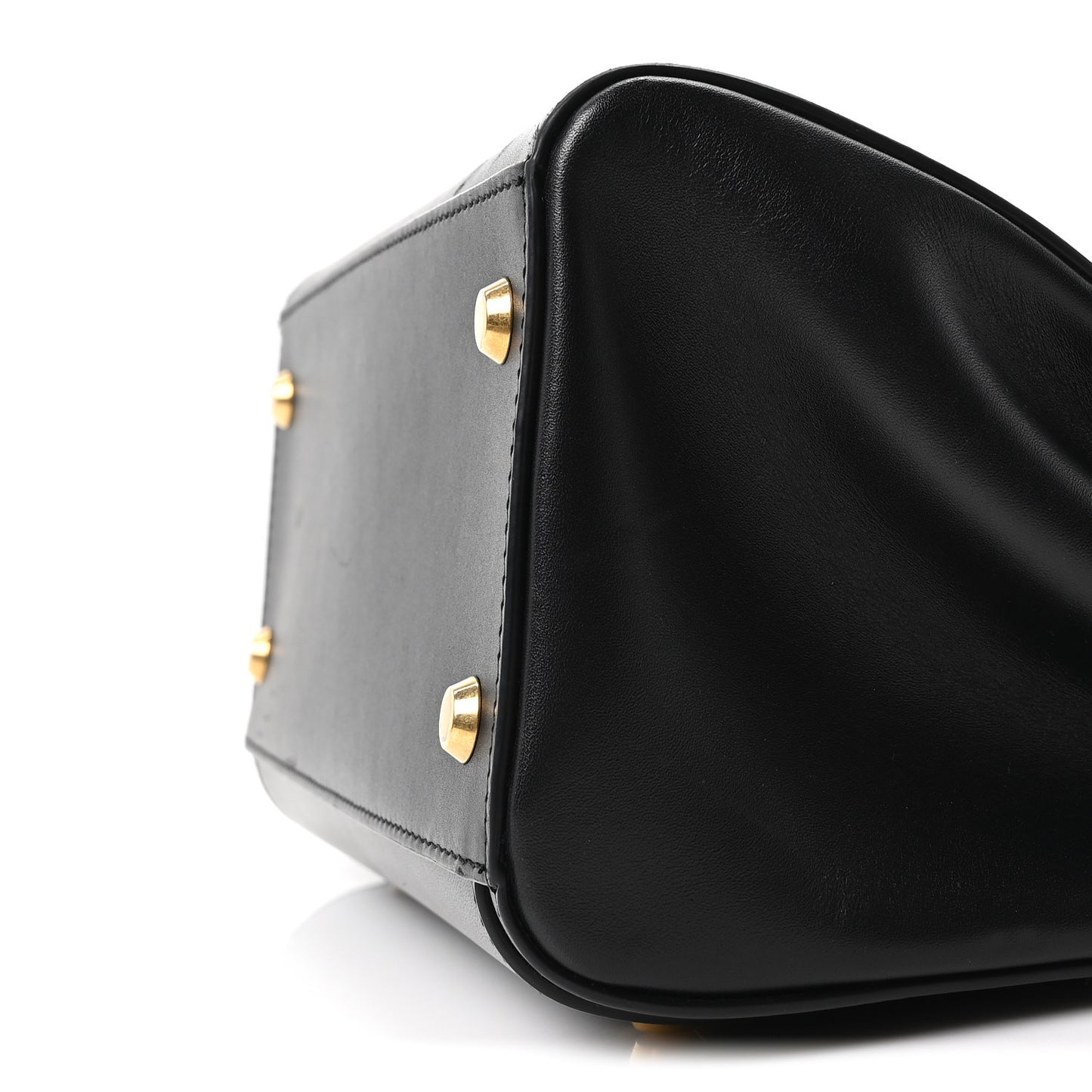 Shiny Box Calfskin Small Money Tote Black