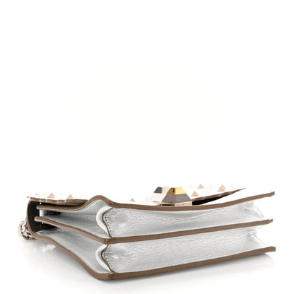 Fendi Vitello Catalan Mirror Scalloped Multi Studded Small Kan I Shoulder Bag Argento 4 of 14