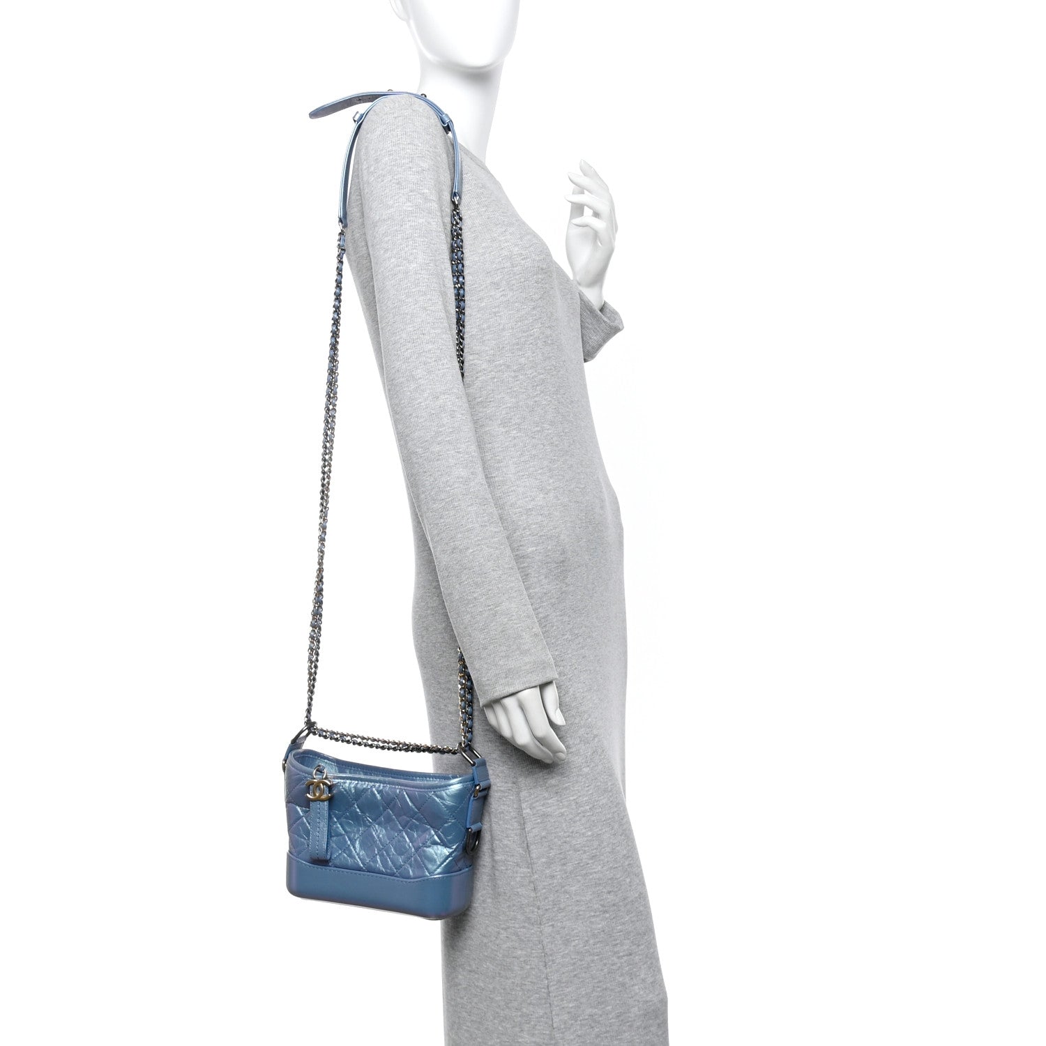 Chanel Iridescent Lambskin Calfskin Quilted Small Gabrielle Hobo Blue 2 of 11