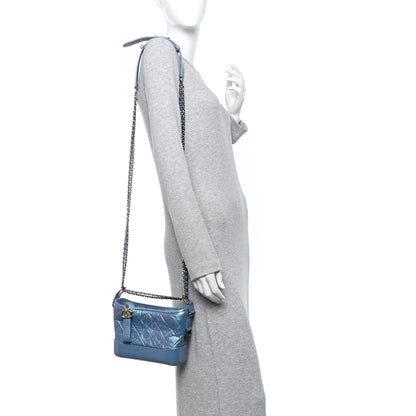 Chanel Iridescent Lambskin Calfskin Quilted Small Gabrielle Hobo Blue 2 of 11